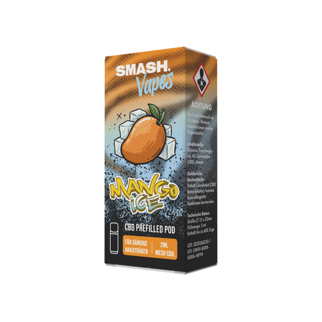SMASH CBD Pod 2 ml Mango Ice – Verpackung Vorderseite