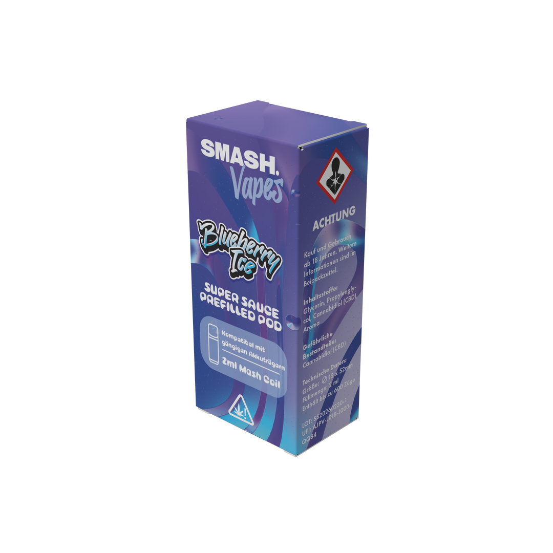 SMASH Super Sauce Pod 2 ml Blueberry Ice – Verpackung Vorderseite