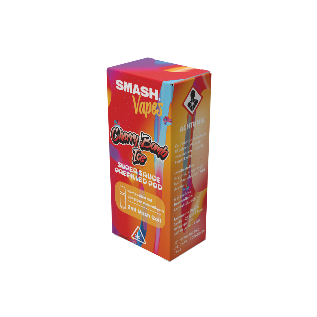 SMASH Super Sauce Pod 2 ml Cherry Bomb Ice – Verpackung Vorderseite